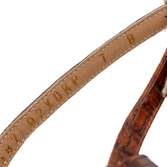 Salvatore Ferragamo Croc-Embossed Wedge Sandals – Tortoiseshell Lucite Platform - Picture 11 of 11